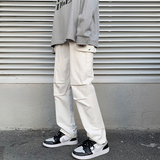 Cotton Pocket Cargo Pants Men Fashion Brown Black White Casual Pants Men Streetwear Loose Hip-hop Straight Pants Mens Trousers