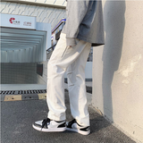 Cotton Pocket Cargo Pants Men Fashion Brown Black White Casual Pants Men Streetwear Loose Hip-hop Straight Pants Mens Trousers