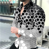 Casual Digital Printing Long Sleeve Tops Men Spring Autumn Fashion Shirts Turn-down Collar Buttoned Shirt Men's  Streetwear