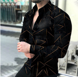 Casual Digital Printing Long Sleeve Tops Men Spring Autumn Fashion Shirts Turn-down Collar Buttoned Shirt Men's  Streetwear