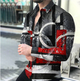 Casual Digital Printing Long Sleeve Tops Men Spring Autumn Fashion Shirts Turn-down Collar Buttoned Shirt Men's  Streetwear