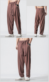 Hemp Tai Chi Trousers Traditional Chinese Clothing For Men Oriental Clothes 5XL Tall Size Japanese Fashion Male Mens Baggy Pants