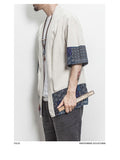 Men Color Block Kimono Black Shirts  Mens Fashions Casual Summer Shirts Male Designer Vintage Shirt Plus Size