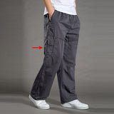 Men's Casual Trousers Cotton Overalls Elastic Waist Full Len Multi-Pocket Plus Fertilizer Men's Clothing Big Size Cargo Pants