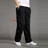 Men's Casual Trousers Cotton Overalls Elastic Waist Full Len Multi-Pocket Plus Fertilizer Men's Clothing Big Size Cargo Pants
