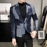 Top quality Autumn Blazers Men Slim Fit British Plaid Formal Suit Jacket Male Party Wedding Business Slim Fit Casual Coat Tuxedo