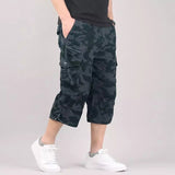 Men Summer Casual Baggy Multi Pocket Military Shorts Knee Length Cargo Pants Loose Breeches Male Tactical Shorts Plus Size 5XL