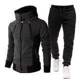 Autumn Winter Tracksuit Men Suits Casual High Callor Hoodie + Pant Sportswear Male Warm Zipper Sweatshirts /jacket Two Piece Set