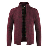 Autumn Winter Mens Sweater Fashion Brand Casual Sweater Stand Collar Cardigan Men Striped Slim Knitted Men's Sweatercoat