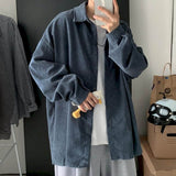 Gotmes Men's shirt casual Korean ruffian handsome corduroy jacket trend Harajuku all-match Hong Kong style autumn long-sleeved shirt