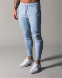 Men's Sports Gym Slim Fitness Jogging Pants Men's Casual Pencil Pants Pure Cotton Fashion Skinny Foot Zipper Sweatpants