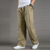 Men's Casual Trousers Cotton Overalls Elastic Waist Full Len Multi-Pocket Plus Fertilizer Men's Clothing Big Size Cargo Pants