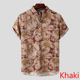 Gotmes Mens Printed Camisa Masculina Summer Hawaiian Blouse Men Vintage Shirts Short Sleeve Lapel Camisa Casual Buttons Blusas
