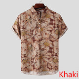 Gotmes Mens Printed Camisa Masculina Summer Hawaiian Blouse Men Vintage Shirts Short Sleeve Lapel Camisa Casual Buttons Blusas