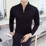 New Style Male Casual Dress Spring Long Sleeve Shirts/Men's High Quality Stand Collar Business Shirts/Plus Size S-5XL