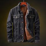 Winter Men Denim Jackets Thick Outerwear Coats Mens Warm Fleece Denim Jacket Black Casual Mens Coat Cotton Jacket Mens Clothing