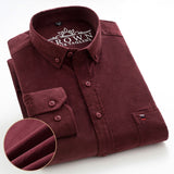 Plus Size S~7XL Corduroy Shirt Men Casual Long Sleeve Regular Fit Business Dress Shirts For Male Soft Leisur Comfortable Pocket