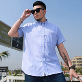 10XL 8XL 7XL Men's Loose Shirt Plus Size  Summer Short Sleeve Fashion Stripes Business Work Casual Shirt Oversize Pink Blue