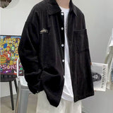 Gotmes Men's shirt casual Korean ruffian handsome corduroy jacket trend Harajuku all-match Hong Kong style autumn long-sleeved shirt