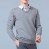 Men's Sweaters Cashmere Blend Knitting V-neck Pullovers Hot Sale Spring&Winter Male Wool Knitwear High Quality jumpers Clothes