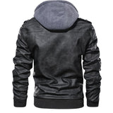 New Autumn Winter Men's Leather Motorcycle Jacket PU Leather Hooded Jacket Warm Baseball Jacket Euro Size Coat