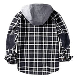 Winter Casual Plaid Hooded Velvet Thickened Warm Men Shirt Men's Cotton Loose Long Sleeve Shirts
