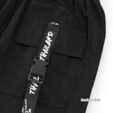 Black Cargo Pants Men Joggers Cargo Trousers for Men Jogging Japanese Streetwear Hip Hop Hippie Techwear Gothic Ribbon