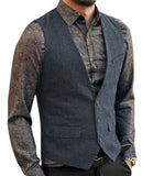 Gotmes Men's Vest Suit Boutique Wool Tweed Slim Fit Leisure Cotton Male Gentleman Beckham Business Waistcoat For Wedding Groomsmen