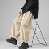 Men's Casual Wied Leg Pants Oversize Cotton Trousers Solid Color Fashion Men Jogging Pants Korean Streetwear Vintage 5XL