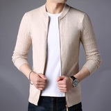 Spring Men's Sweater Cardigan Solid Long Sleeve Knitted Coat Full Zipper Casual Wool Sweater Tide Slim Male Autumn Clothing