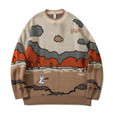 Gotmes Harajuku vintage rabbit ugly sweater streetwear pullover men super cute anime knitwear sweating video hip hop grandpa sweater
