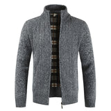 Autumn Winter Mens Sweater Fashion Brand Casual Sweater Stand Collar Cardigan Men Striped Slim Knitted Men's Sweatercoat
