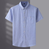 10XL 8XL 7XL Men's Loose Shirt Plus Size  Summer Short Sleeve Fashion Stripes Business Work Casual Shirt Oversize Pink Blue