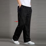 Men's Casual Trousers Cotton Overalls Elastic Waist Full Len Multi-Pocket Plus Fertilizer Men's Clothing Big Size Cargo Pants