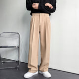 Men Suit Pants Solid Full Baggy Casual Wide Leg Trousers for Men Khaki Black White Japanese Style Streetwear Oversize Pants Man