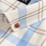 Men's 100% Cotton Long Sleeve Contrast Plaid Checkered Shirt Pocket-less Design Casual Standard-fit Button Down Gingham Shirts