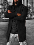 Gotmes Sweater Cardigan Men Mid Length Hooded Cardigans Spring Autumn Mens Clothes Lightweight Knit Jacket Plus Size Sweaters Knitwear