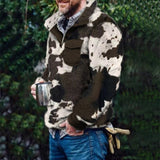 Gotmes Oversized Autumn Winter Warm Long Sleeve Loose Sweaters For Men Casual Turn-down Collar Plaid Print Top Mens Fashion Streetwear