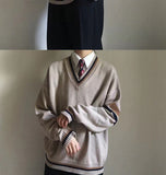 Couple's Clothes Autumn Men's Wool Sweater Loose Coats Student Black Color Pullover V-neck Cardigan Cashmere Knitting
