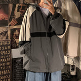 Dark college winter Japanese streetwear women coat Harajuku outwear casual  long-sleeved zip up Ulzzang hooded coat
