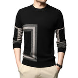 New Fashion High End Designer Brand Mens Knit Black Wool Pullover Sweater Crew Neck Autum Winter Casual Jumper Mens Clothes