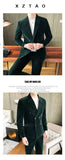 Elegant Wine Red Suits Mens Velvet Luxury Suits For Mens Groom Wedding Velour Suits Gentlemen Dress 2 pcs Flannel Green Burgundy