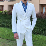 New Style Men Suits White Groom Tuxedos Peak Lapel Groomsmen Wedding Best Man 2 Pieces ( Jacket + Pants + Tie ) D73