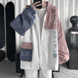 Men's Streetwear Bomber Jacket Fashion Trend Coats Cartoon Printing Windbreaker Loose Pink/blue Color Outerwear Size S-3XL