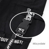 Black Cargo Pants Men Joggers Cargo Trousers for Men Jogging Japanese Streetwear Hip Hop Hippie Techwear Gothic Ribbon