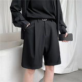 Summer Men's Shorts Straight Fit Knee-Length Short Suit Pant Solid Black White Clothing Student Thin Colors Casual Shorts Man