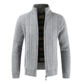 Autumn Winter Mens Sweater Fashion Brand Casual Sweater Stand Collar Cardigan Men Striped Slim Knitted Men's Sweatercoat