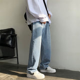 Trendyol Jeans Men Brown Blue Denim Trousers Ripped Bottom Full Straight Casual Pants Man