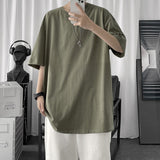 100% Cotton Men's T shirts Summer Solid Color Casual Short Sleeve Tees For Man Basic T-shirt Couple Male Tees Tops