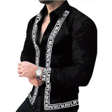 Gotmes Men Spring New Skull Print Shirt Men Fashion Trend Personality Casual Rhinestones Slim Long Sleeve Dress Shirt Men